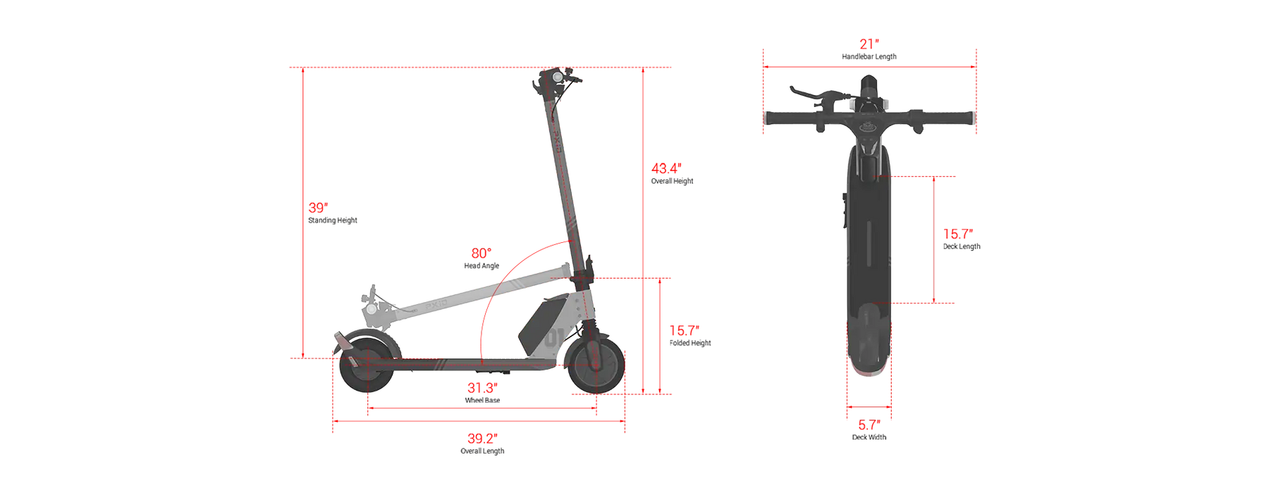 PXID-Size of P1 electric scooter