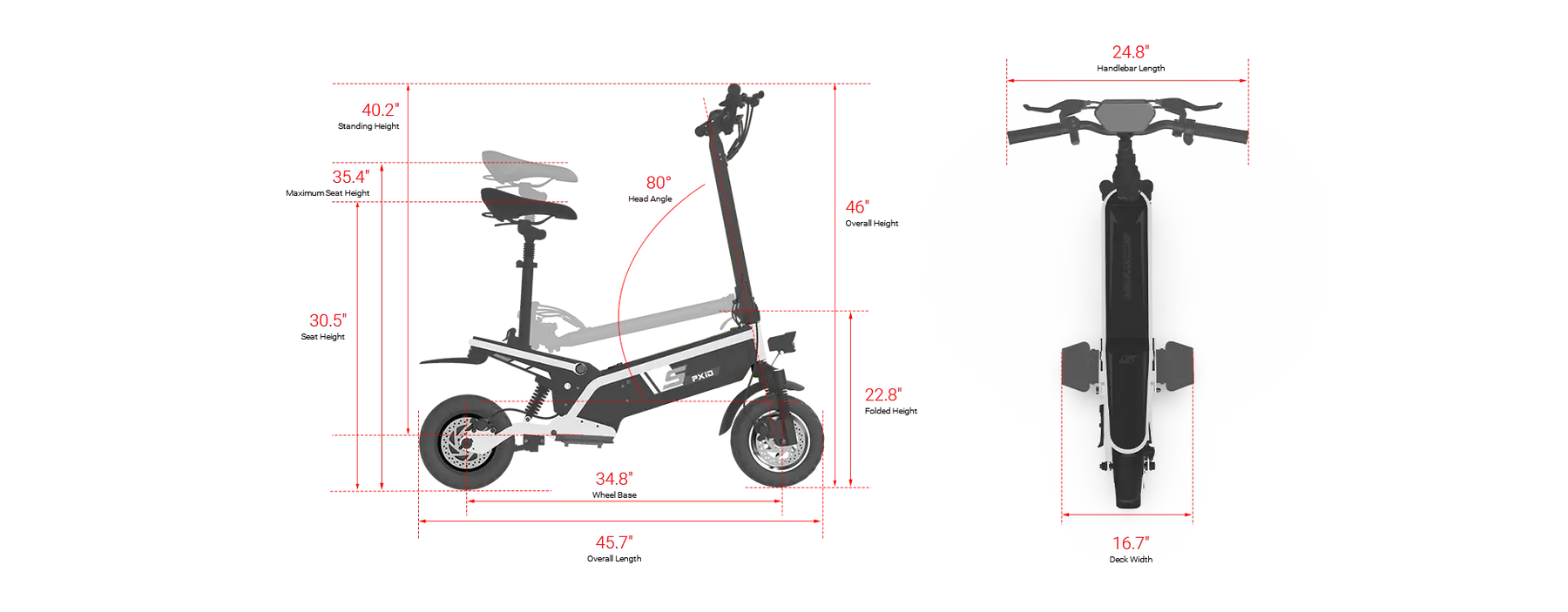 PXID-size of electric scooters for adults with seat